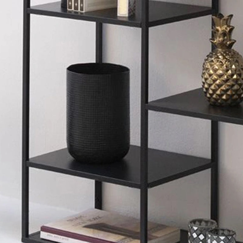 Modern Metal Bookshelf Black Etagere Open Shelf Horizontal Bookcase