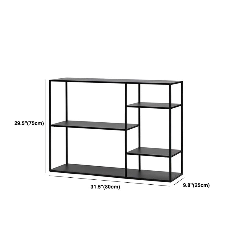 Modern Metal Bookshelf Black Etagere Open Shelf Horizontal Bookcase