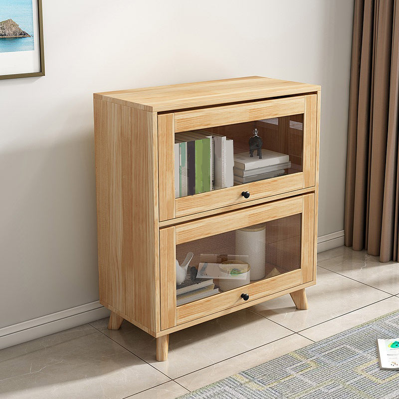 Natural Modern Style Geometric Bookshelf Solid Wooden Bookcase with Rectangular Shelves