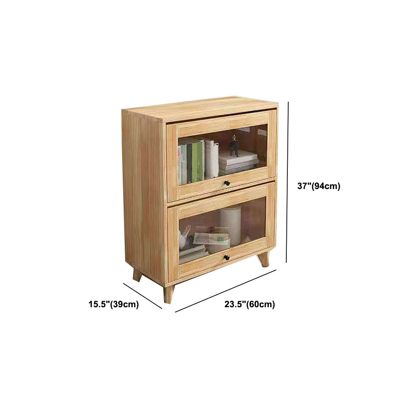 Natural Modern Style Geometric Bookshelf Solid Wooden Bookcase with Rectangular Shelves