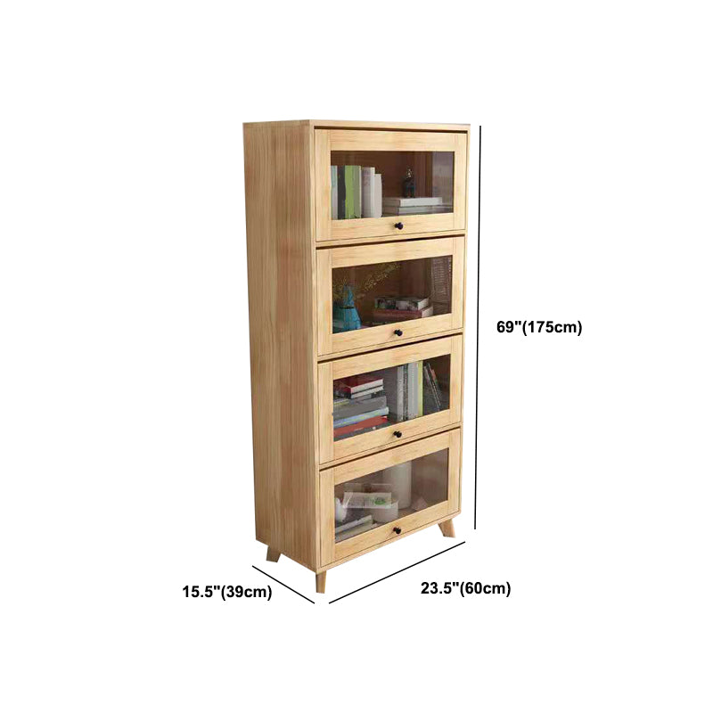 Natural Modern Style Geometric Bookshelf Solid Wooden Bookcase with Rectangular Shelves