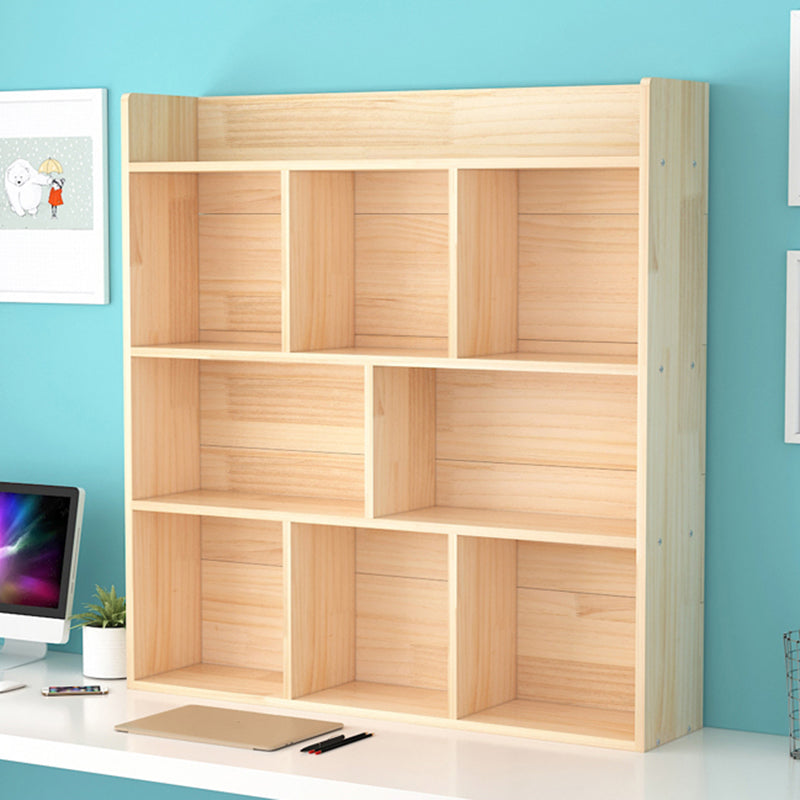 Mid-Century Modern Natural Bookcase Wooden Standard Bookshelf with Closed Back