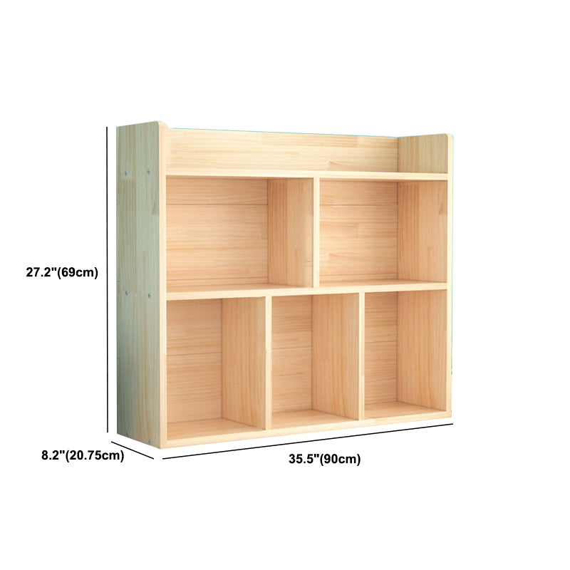 Mid-Century Modern Natural Bookcase Wooden Standard Bookshelf with Closed Back