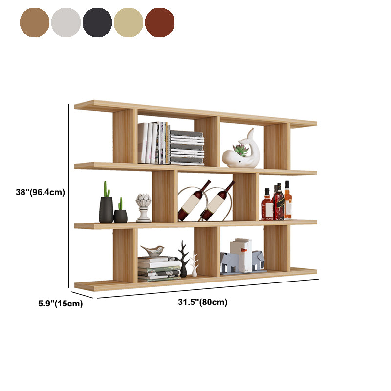 3-Shelf Modern and Contemporary Wood Bookcase Wall Mounted Book Shelf for Living Room