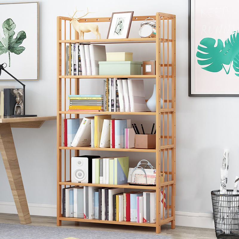 Modern Natural Book Shelf Bamboo Open Back Shelf Bookcase for Home