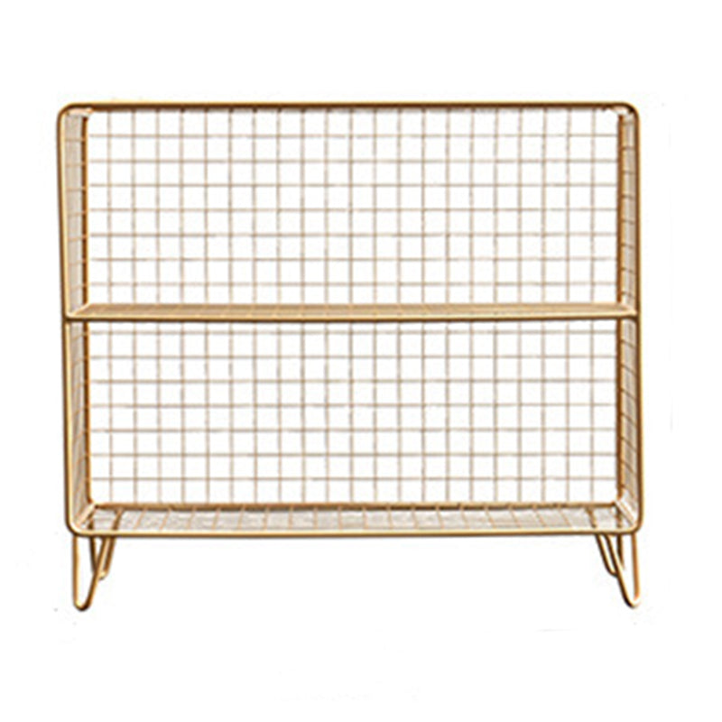 Steel Bookcase with Shelves 12" W Gold Closed Back Bookcase for Living Room