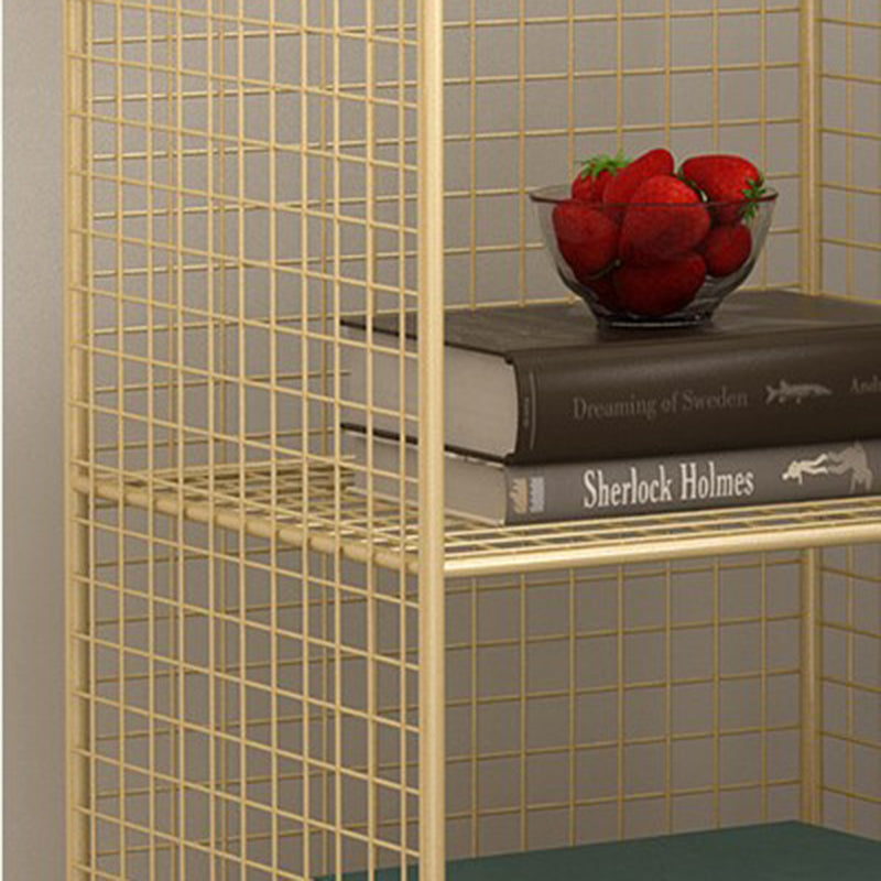 Steel Bookcase with Shelves 12" W Gold Closed Back Bookcase for Living Room