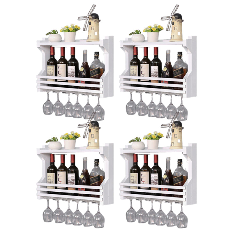 Iron Wall Mounted Modern Wine Rack Wine Rack in Brown with Storage