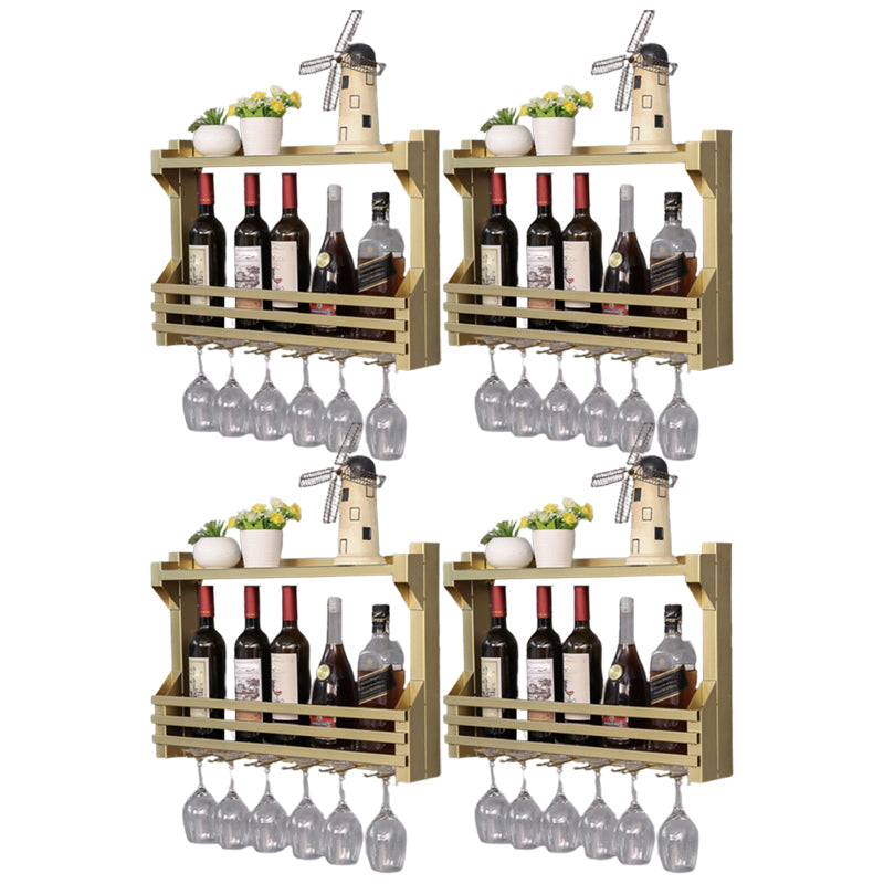 Iron Wall Mounted Modern Wine Rack Wine Rack in Brown with Storage