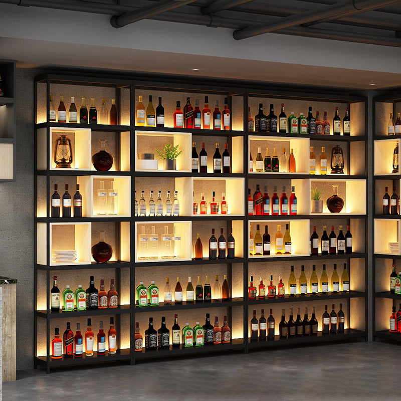 Industrial Metal Wine Rack Floor Horizontal Wine Rack with Shelf