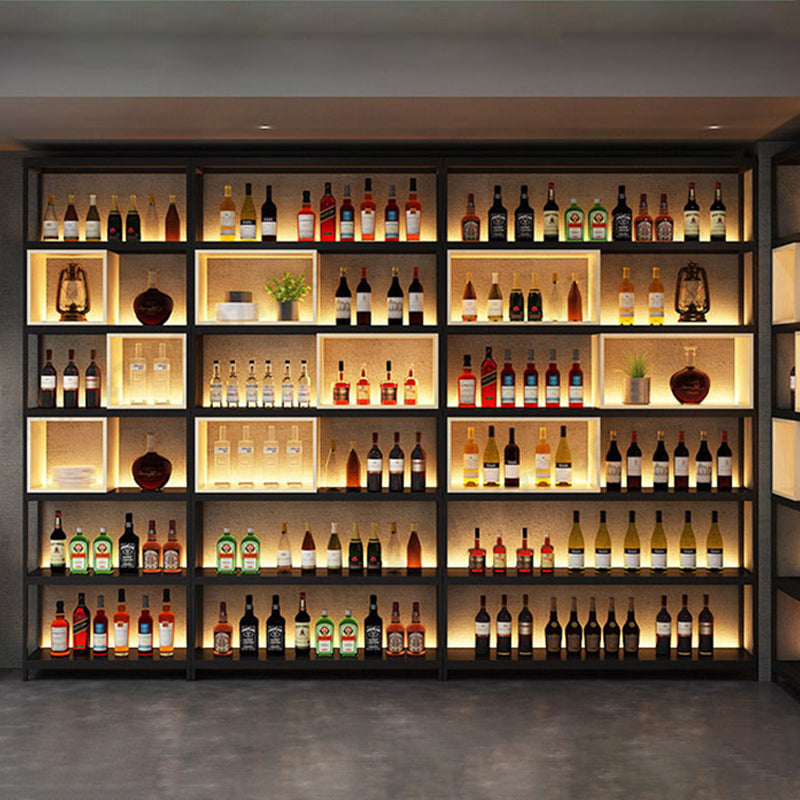 Industrial Metal Wine Rack Floor Horizontal Wine Rack with Shelf