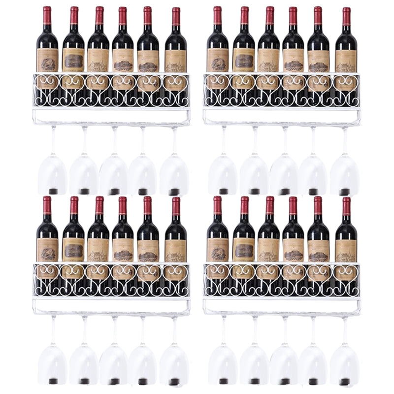 Metal Modern Wine Shelf Wall Mounted Stemware Holder Wine Holder with Shelf
