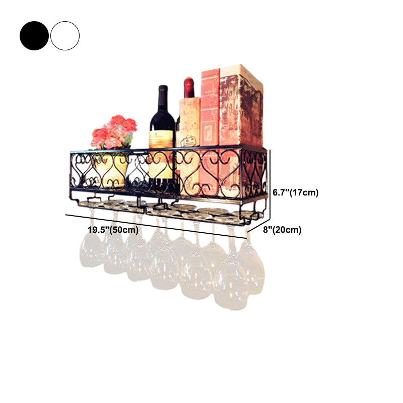 Metal Modern Wine Shelf Wall Mounted Stemware Holder Wine Holder with Shelf