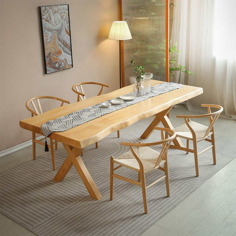 Modern 1/5 Pieces Dining Set Rectangle Pine Wood Dining Table for Living Room Kitchen