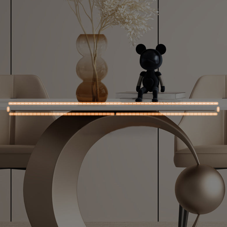 Glam Sintered Stone Dining Set Rectangle 1/3/4/6/7 Pieces Dining Set with Pedestal Base