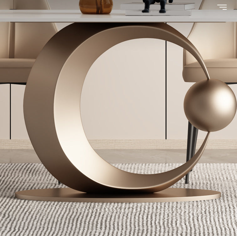 Glam Sintered Stone Dining Set Rectangle 1/3/4/6/7 Pieces Dining Set with Pedestal Base