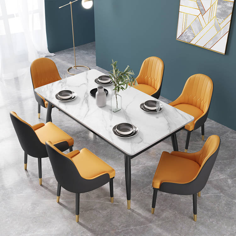 Glam Rectangle 1/3/4/5/7 Pieces Dinette Set Metal Legs Indoor Dining Table Set