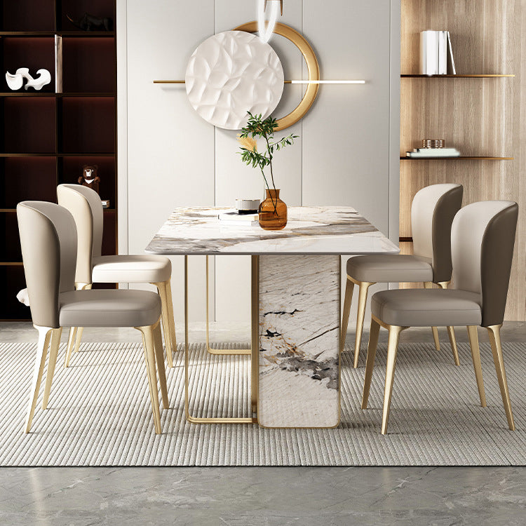 Glam Sintered Stone Dining Set Rectangle 1/3/4/5/6 Pieces Dining Set