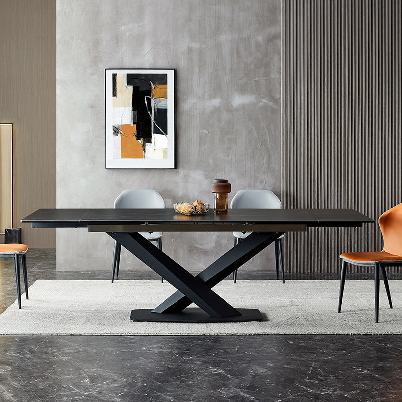 Designer Rectangle 1/4/5/6 Pieces Dinette Set Black Stone and Metal Dining Table Set