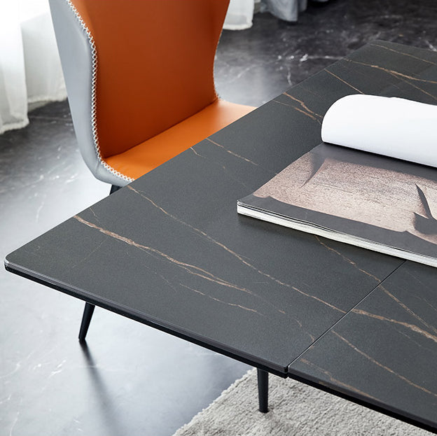 Designer Rectangle 1/4/5/6 Pieces Dinette Set Black Stone and Metal Dining Table Set