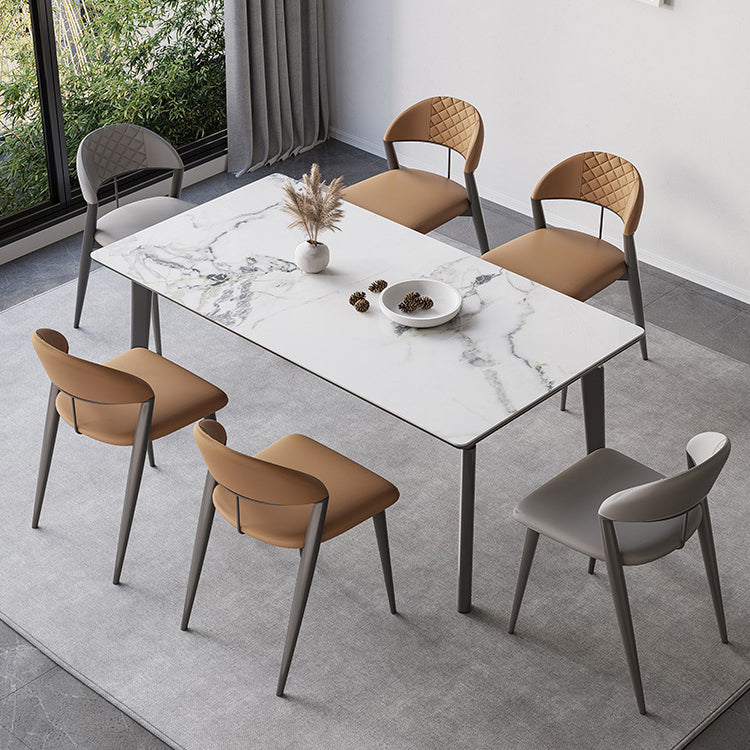Contemporary Sintered Stone Table Set 1/2/5/7 Pieces Dining Set for Dining Areas