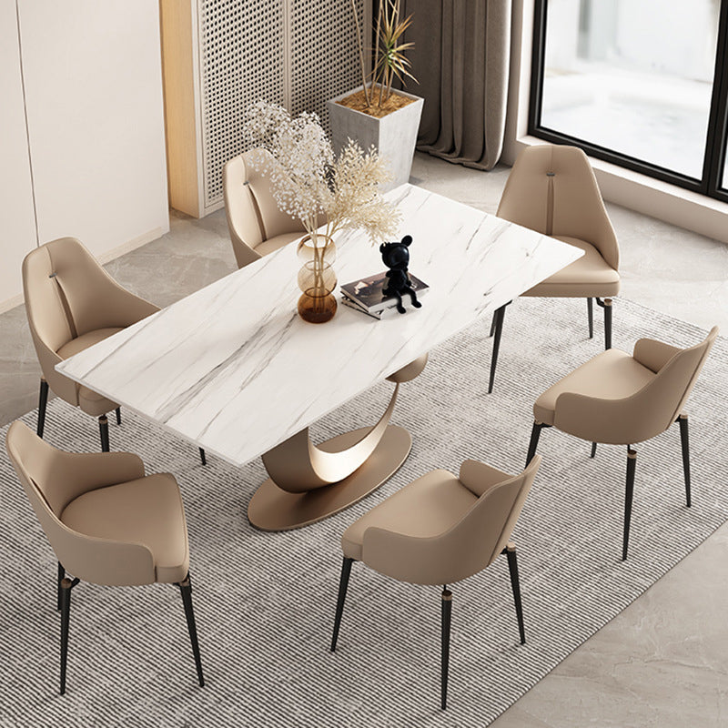 Contemporary Rectangle Sintered Stone Dining Table Set 1/3/4/6/7 Pieces Dining Set