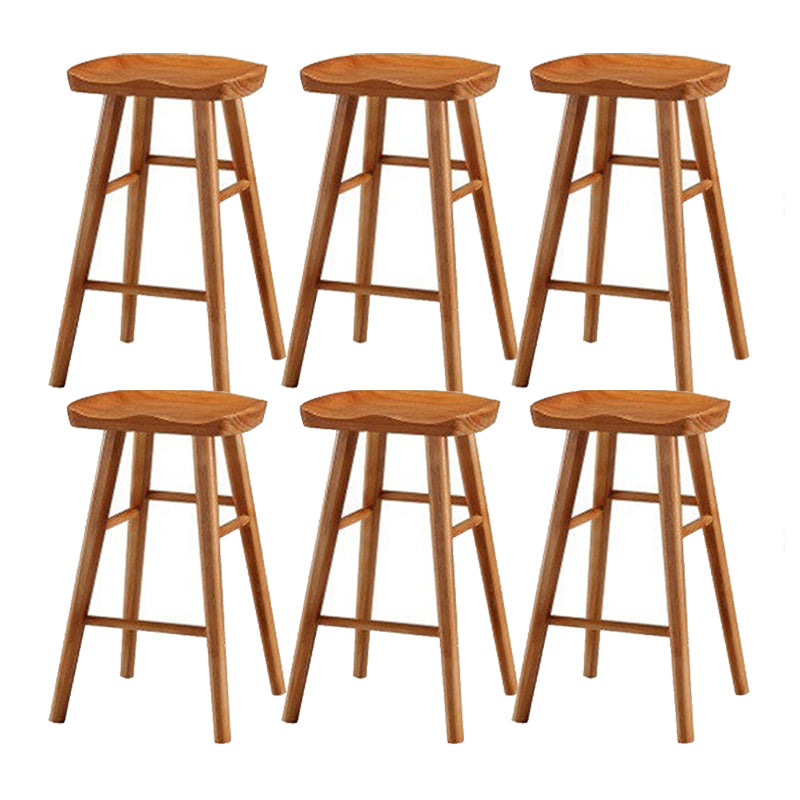 Solid Wood Armless Bar Chair Modern Backless Footrest Bar Stool