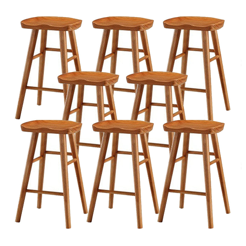 Solid Wood Armless Bar Chair Modern Backless Footrest Bar Stool