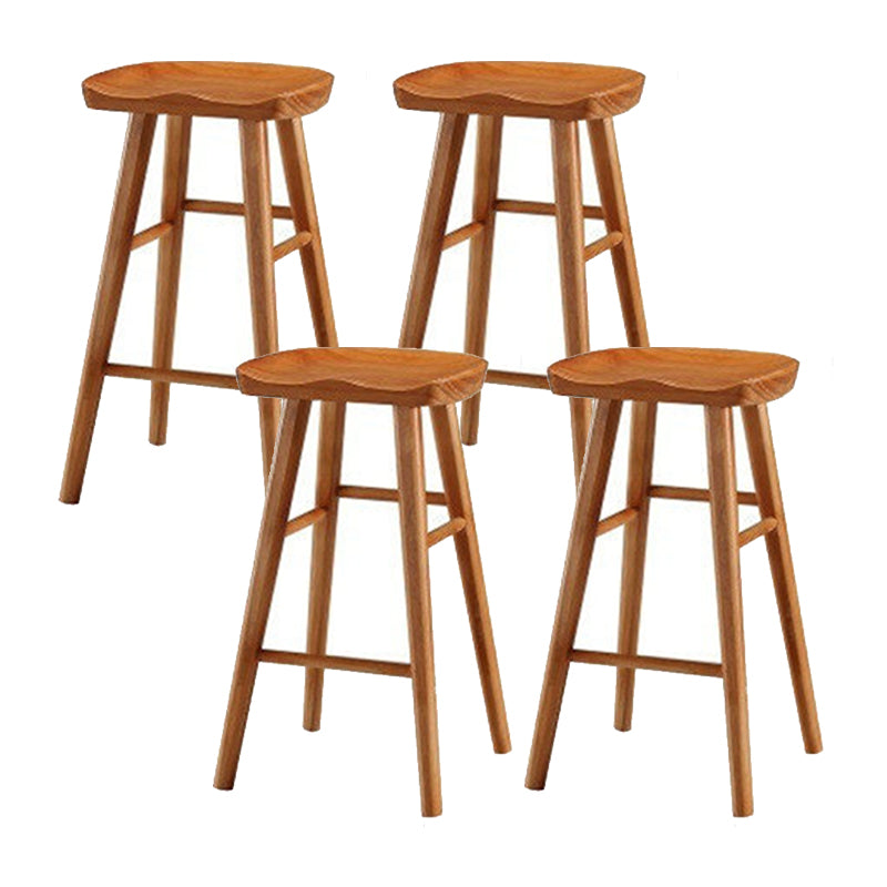Solid Wood Armless Bar Chair Modern Backless Footrest Bar Stool