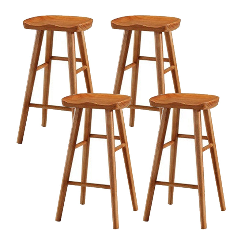 Solid Wood Armless Bar Chair Modern Backless Footrest Bar Stool