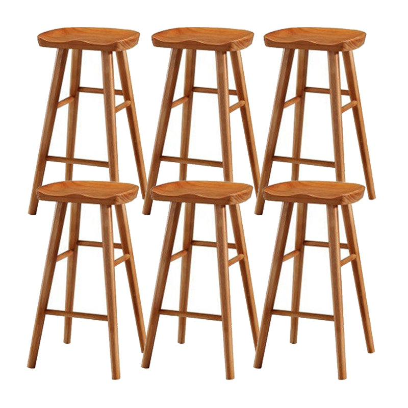 Solid Wood Armless Bar Chair Modern Backless Footrest Bar Stool