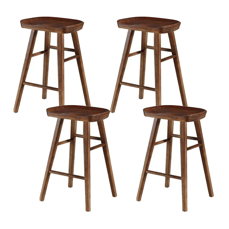Solid Wood Armless Bar Chair Modern Backless Footrest Bar Stool