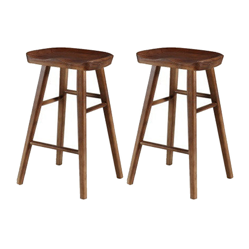 Solid Wood Armless Bar Chair Modern Backless Footrest Bar Stool