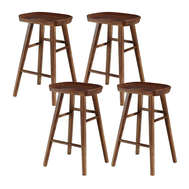 Solid Wood Armless Bar Chair Modern Backless Footrest Bar Stool