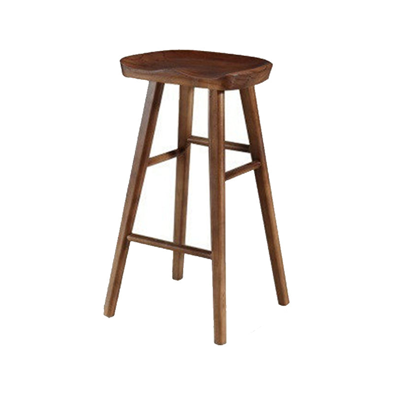 Solid Wood Armless Bar Chair Modern Backless Footrest Bar Stool