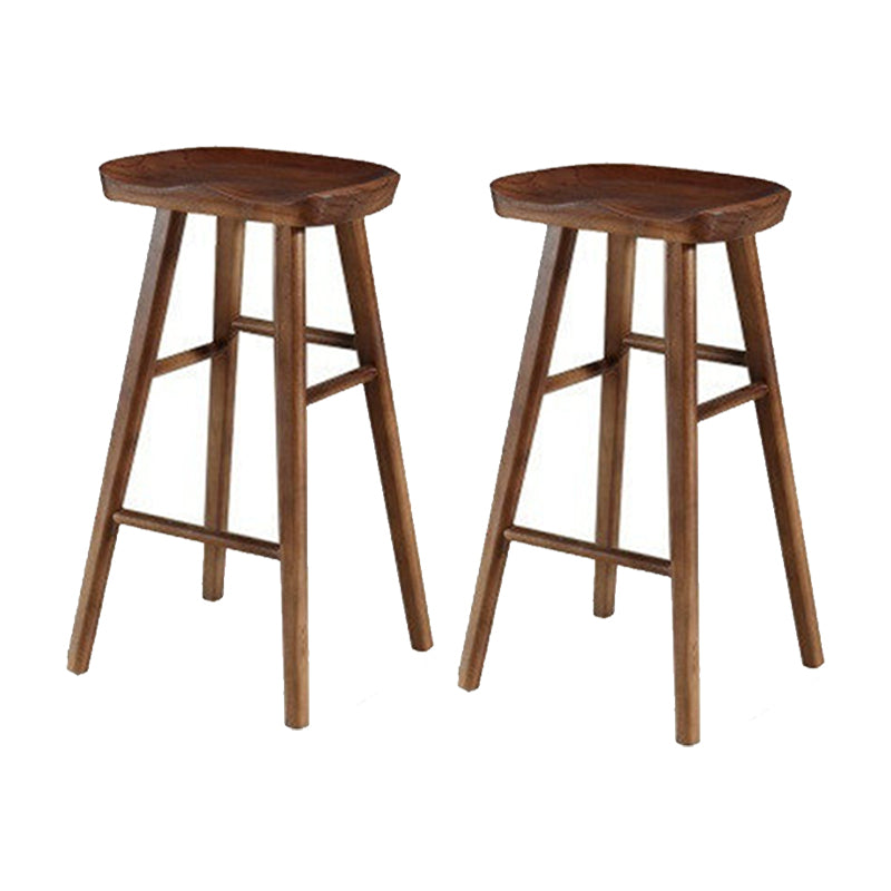 Solid Wood Armless Bar Chair Modern Backless Footrest Bar Stool