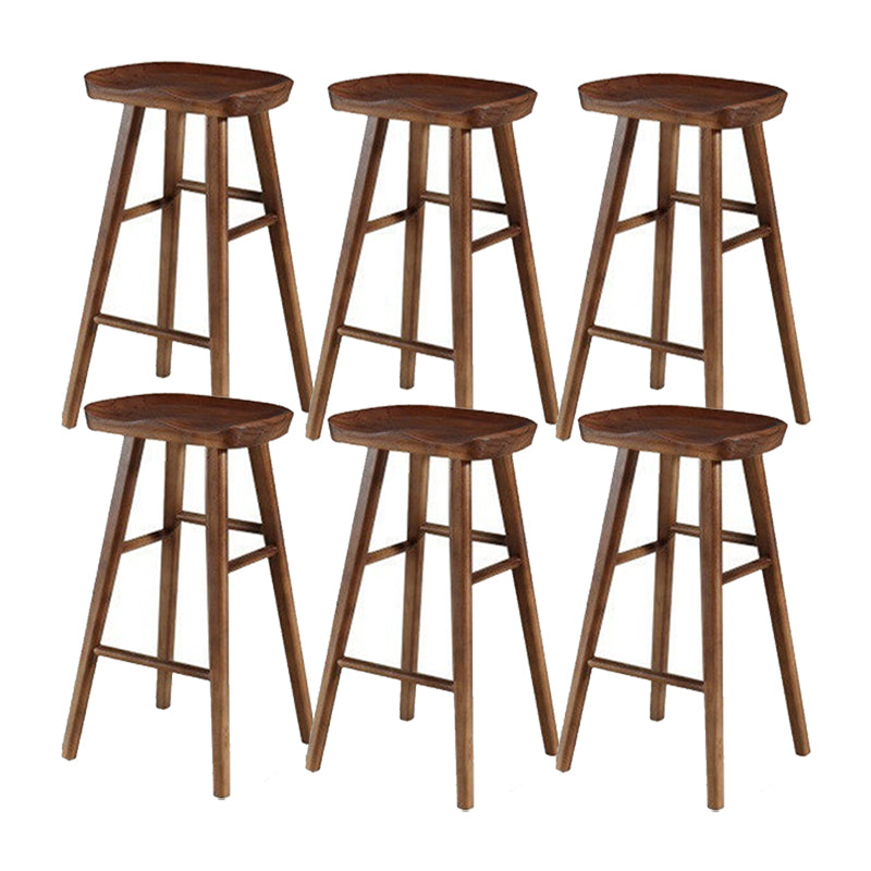 Solid Wood Armless Bar Chair Modern Backless Footrest Bar Stool