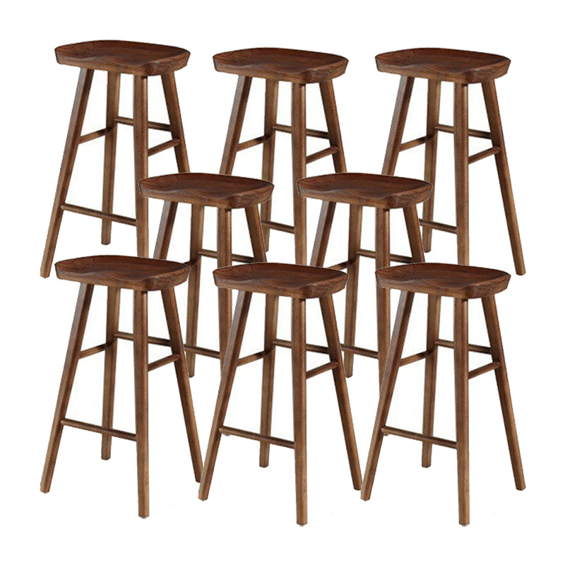 Solid Wood Armless Bar Chair Modern Backless Footrest Bar Stool