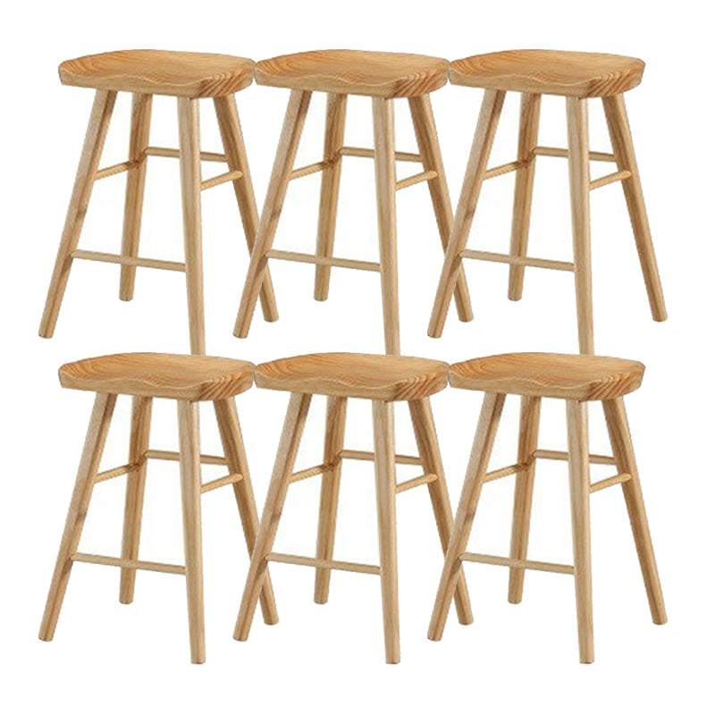 Solid Wood Armless Bar Chair Modern Backless Footrest Bar Stool