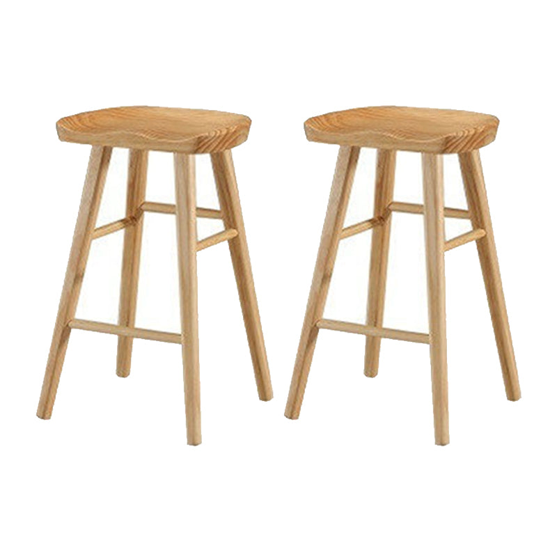 Solid Wood Armless Bar Chair Modern Backless Footrest Bar Stool