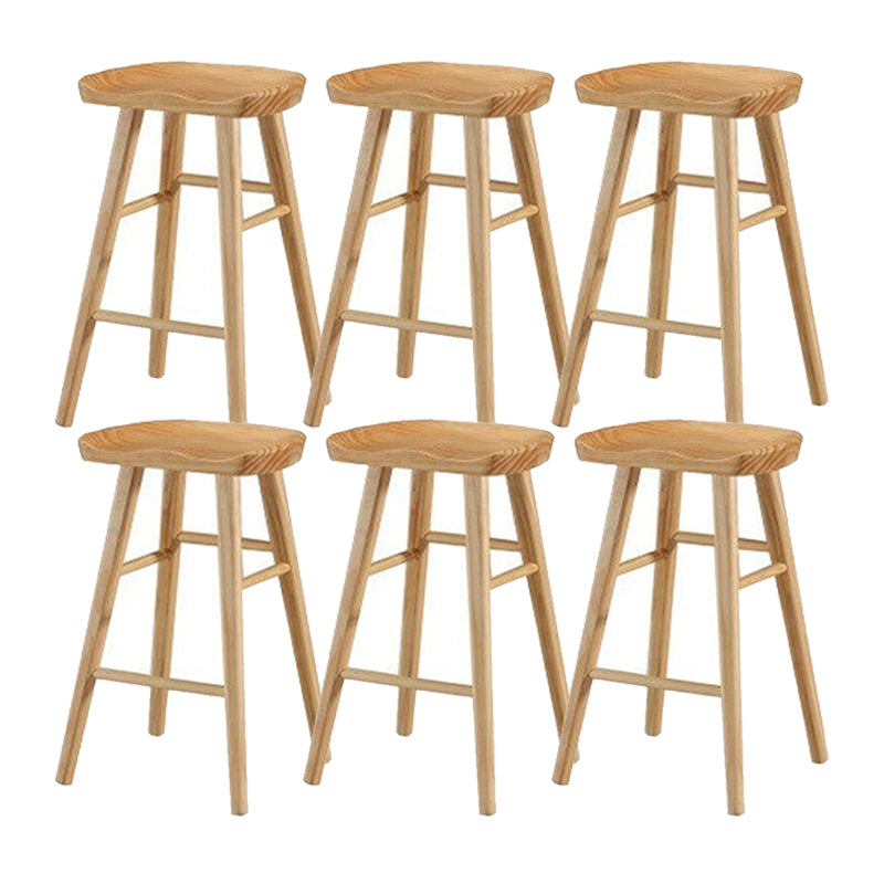 Solid Wood Armless Bar Chair Modern Backless Footrest Bar Stool