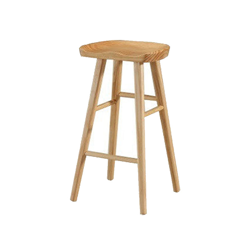 Solid Wood Armless Bar Chair Modern Backless Footrest Bar Stool