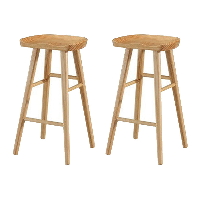 Solid Wood Armless Bar Chair Modern Backless Footrest Bar Stool