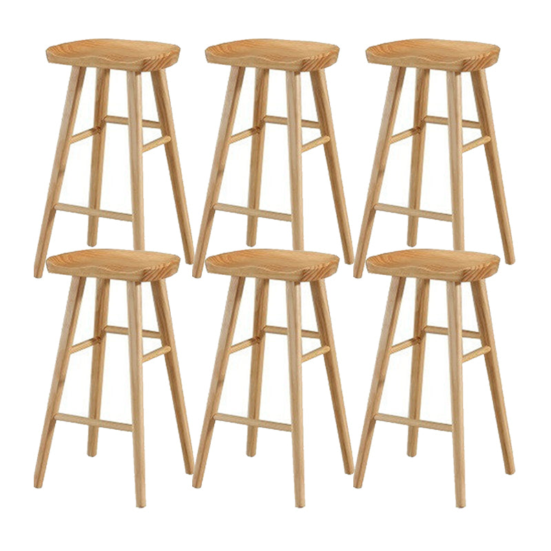 Solid Wood Armless Bar Chair Modern Backless Footrest Bar Stool
