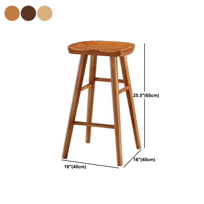 Solid Wood Armless Bar Chair Modern Backless Footrest Bar Stool
