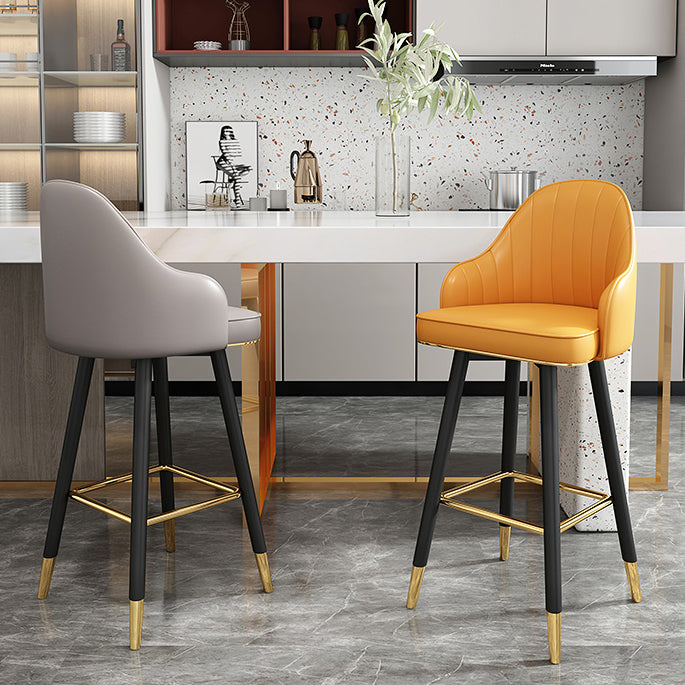 Modern Swivel Home Bar Stool Matte Finish Leather Armed Stool