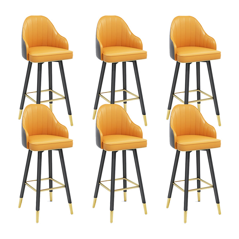 Modern Swivel Home Bar Stool Matte Finish Leather Armed Stool