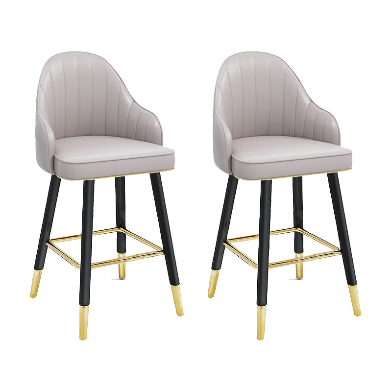 Modern Swivel Home Bar Stool Matte Finish Leather Armed Stool