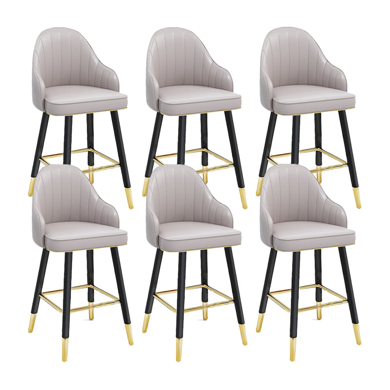 Modern Swivel Home Bar Stool Matte Finish Leather Armed Stool