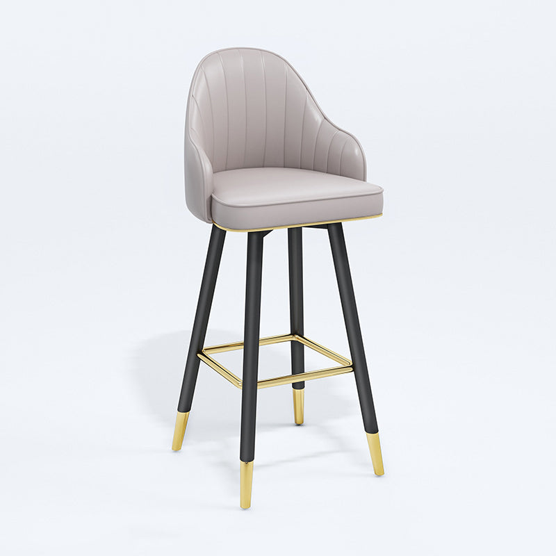 Modern Swivel Home Bar Stool Matte Finish Leather Armed Stool